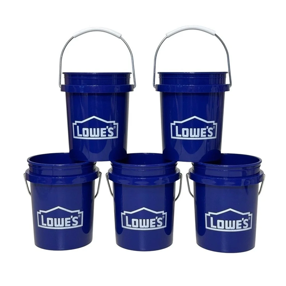 Lowe's Mini Blue Buckets 0.42qt 400ml Set of 5 Plastic Pail with Handle Paint